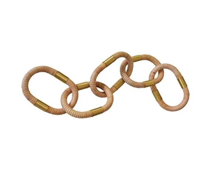 Worlds Away Oval Natural Rattan Decorative Chain With Brass Detail (Dropshippable)