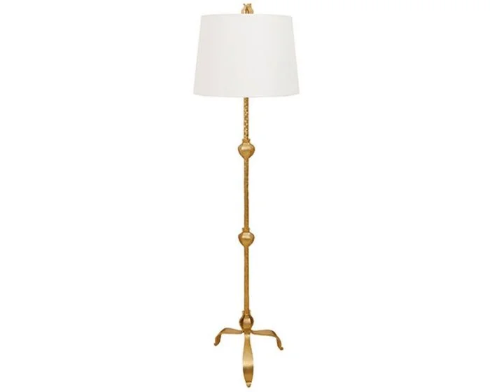 Worlds Away Three Leg Iron Floor Lamp With Leaf Detail In Gold Leaf (CL1A) – CLEARANCE SALE (Dropshippable)