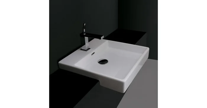 WS Bath Collections Plain 17-11/16″ Ceramic Drop In Bathroom Sink with One Faucet Hole – Includes Overflow