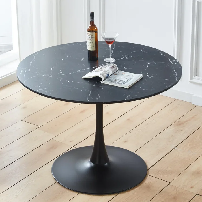 Wynn Modern Black Faux Marble Dining Table