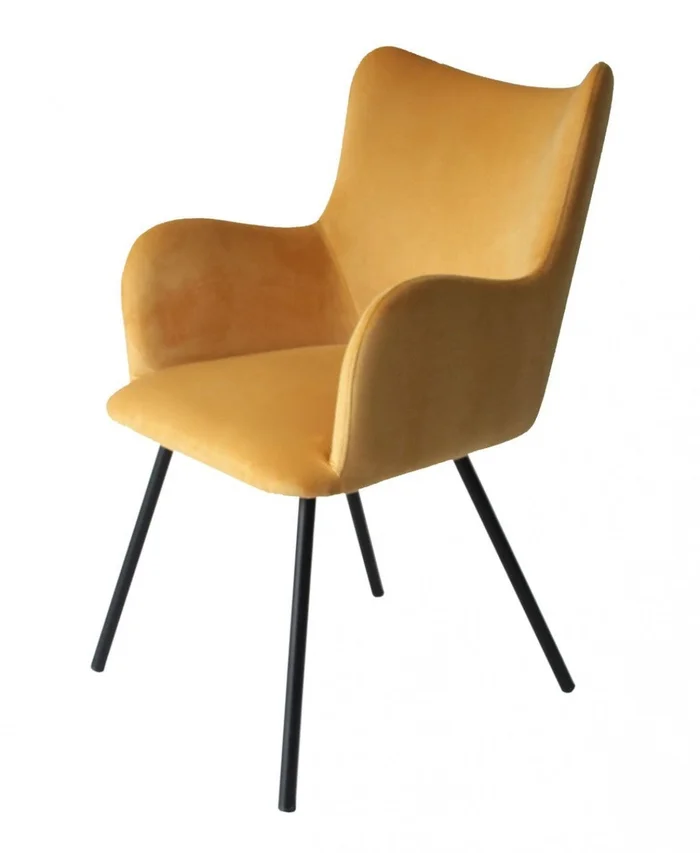 Yellow Curvy Velvet and Black Modern Dining Chair By Homeroots